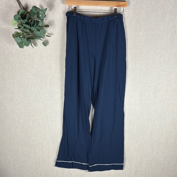 Women's WoolX Harper Navy Pajama Set with White Trim - Picture 8 of 14